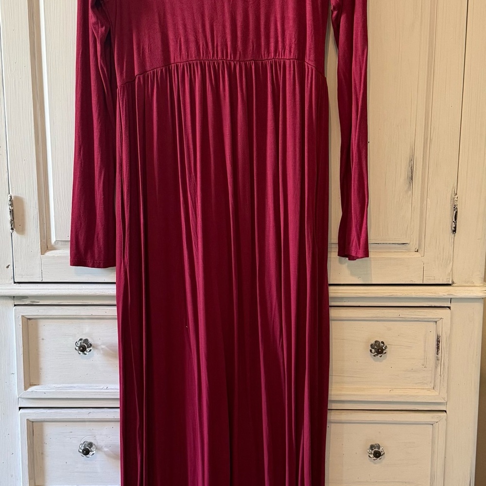 Elegant Long Sleeve Red Dress
